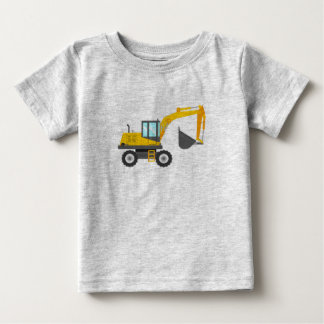 Camiseta De Bebé Excavadora Amarilla Cuta para Niños