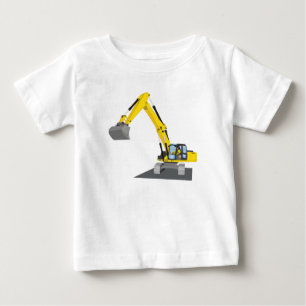 Camiseta De Bebé excavadora amarilla de cadena
