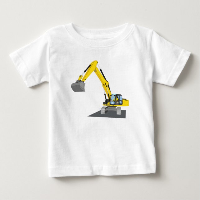 Camiseta De Bebé excavadora amarilla de cadena (Anverso)