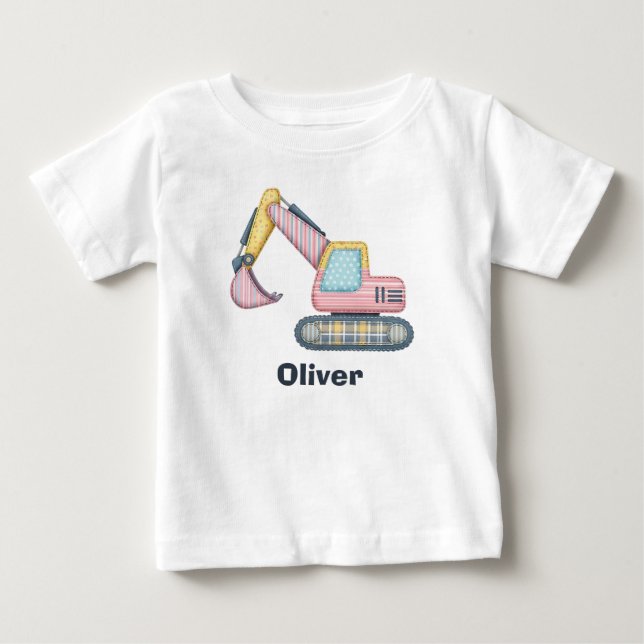 Camiseta De Bebé Excavadora de parches adorable (Anverso)