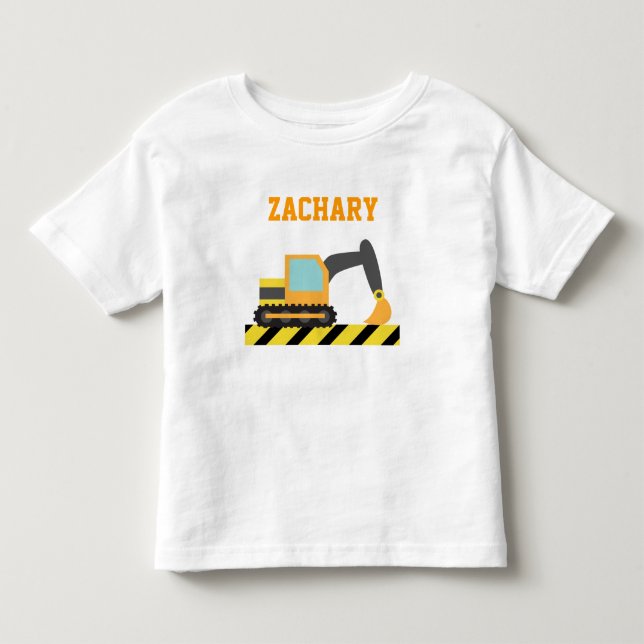Camiseta De Bebé Excavadora naranja, Vehículo de Construcción, Para (Anverso)
