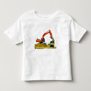 Camiseta De Bebé Excavadora naranja y camión de carga amarillo
