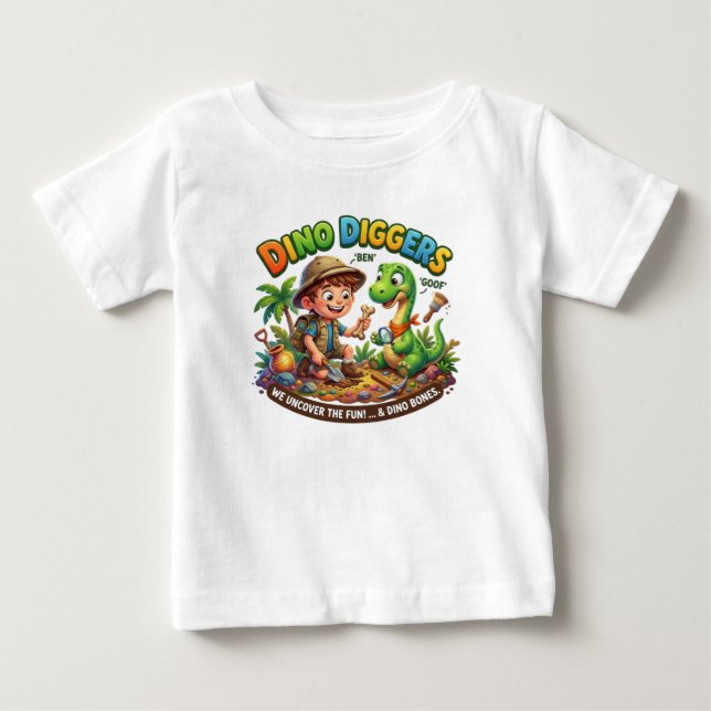 CAMISETA DE BEBÉ EXCAVADORES DE DINOSAURIOS (Anverso)