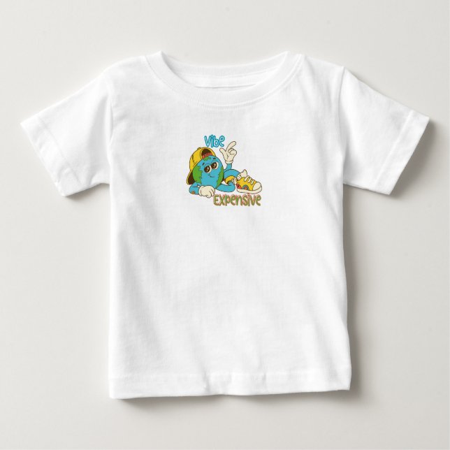 Camiseta De Bebé Expensive Vibe – Cool Retro Earth Character Design (Anverso)