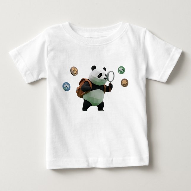 Camiseta De Bebé Explorador de Panda Low Poly Personaje 3D (Anverso)
