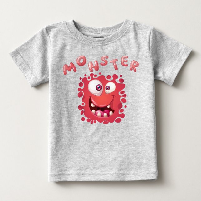Camiseta De Bebé Expresiones de horror caras divertidas de monstruo (Anverso)