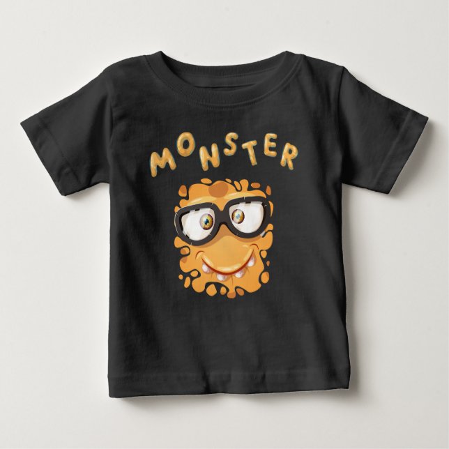 Camiseta De Bebé Expresiones de horror divertido monstruo enfrenta  (Anverso)