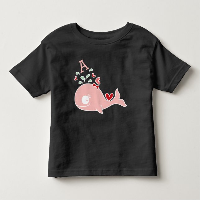 Camiseta De Bebé Extraña Miss Rosa Ballena Buza Monograma Niña (Anverso)