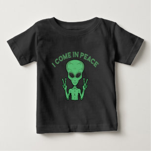 Camiseta De Bebé Extraterrestre Verde Vengo En Paz Ovni Extraterres