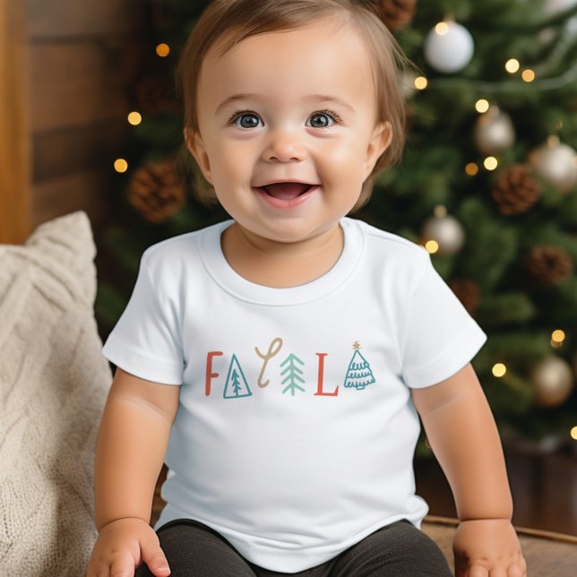 Camiseta De Bebé Fa La La Funny Fiesta del Árbol de Navidad (Fa La La Funny Christmas Tree Holiday Toddler T-shirt)