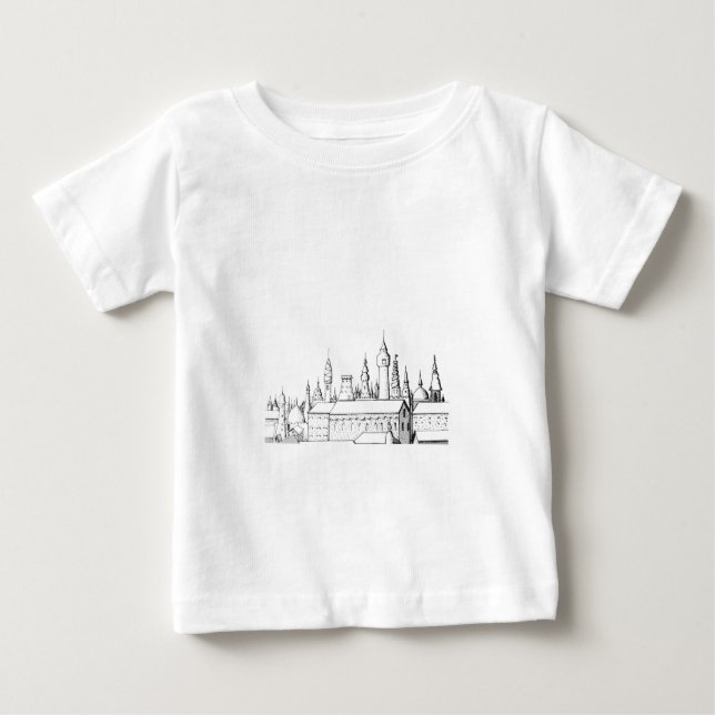 Camiseta De Bebé fabulosa ciudad . arte . negro y blanco (Anverso)