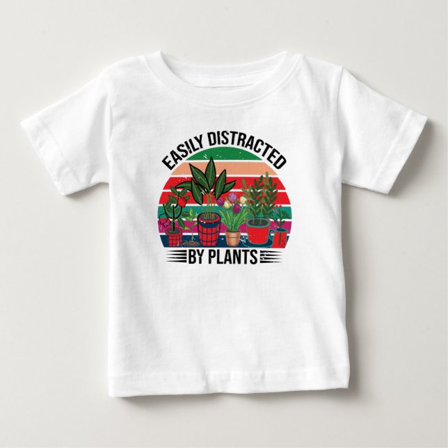 Camiseta De Bebé Fácilmente Distraído Por La Agarramiento De Planta (Anverso)