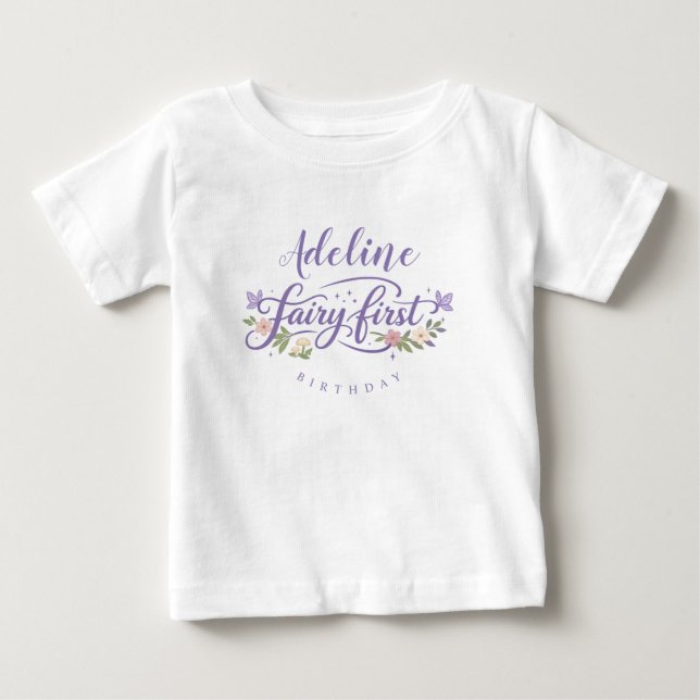 Camiseta De Bebé Fairy First Birthday Girl Baby T-Shirt (Anverso)