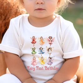 Camiseta De Bebé Fairy First First Birthday Colorful Magical Fairie