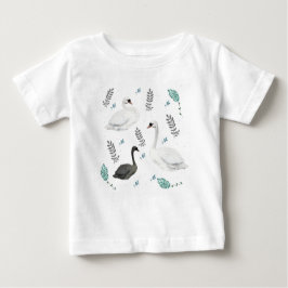 Camiseta De Bebé Fairytale Ilustracion Swan Folk Botánico