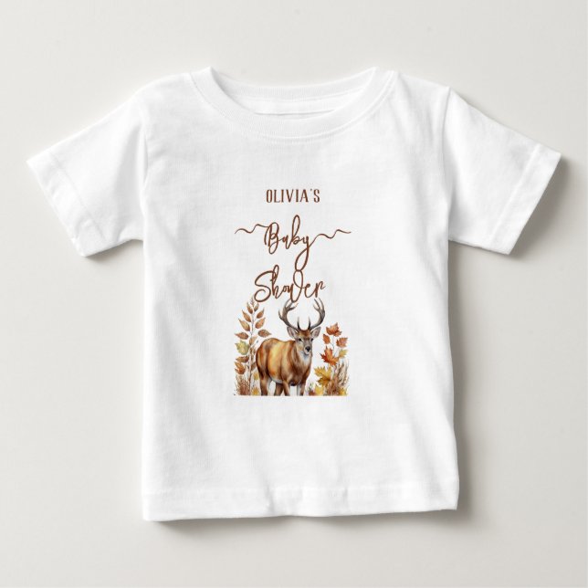 Camiseta De Bebé Fall Woodland Deer Baby Shower Balloon (Anverso)