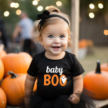 Camiseta De Bebé Familia Baby Boo coincidiendo con Naranja negro de<br><div class="desc">El diseño de la camiseta de Halloween para la familia moderna que combina el bebé negro con el niño presenta el texto "Baby Boo" en naranja y blanco con un pequeño acento fantasma. Personalice uno para cada miembro de su tripulación.</div>
