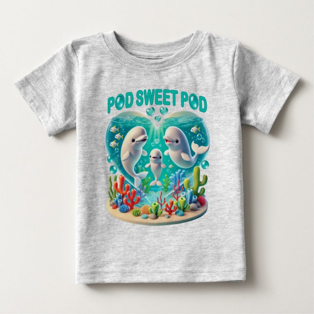 Camiseta De Bebé Familia de ballenas "Pod Sweet Pod" (Anverso)