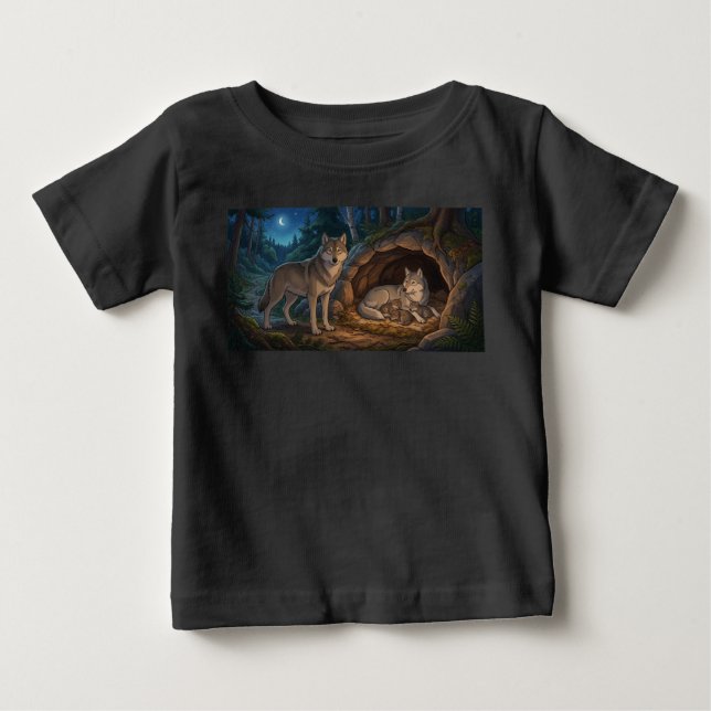 Camiseta De Bebé Familia de Lobos   (Anverso)