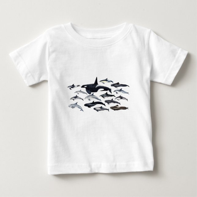 Camiseta De Bebé Familia de los delfines: orcas, delfines, marsopas (Anverso)