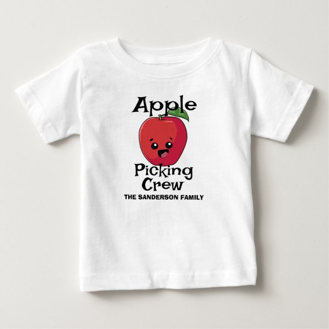 Camiseta De Bebé Familia de recogida de manzanas en otoño (Anverso)