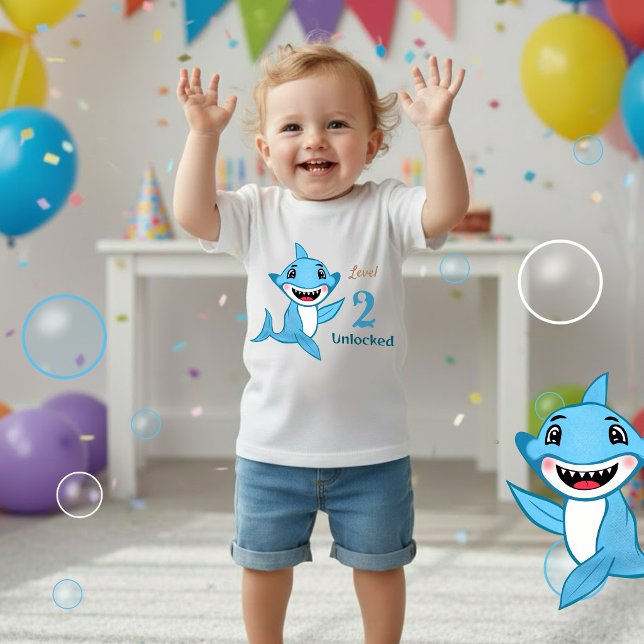 Camiseta De Bebé Familia de Tiburones Felices Nivel Dos (Subido por el creador)
