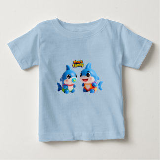Camiseta De Bebé Familia de tiburones linda 3D Personaje de dibujos