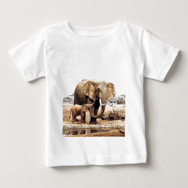 Camiseta De Bebé Familia Elephant (Anverso)