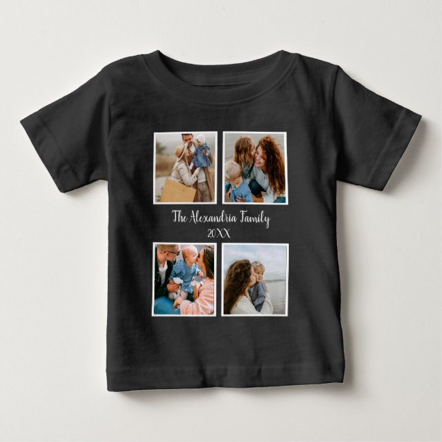 Camiseta De Bebé Familia personalizada 4 plantilla de collage de fo (Anverso)