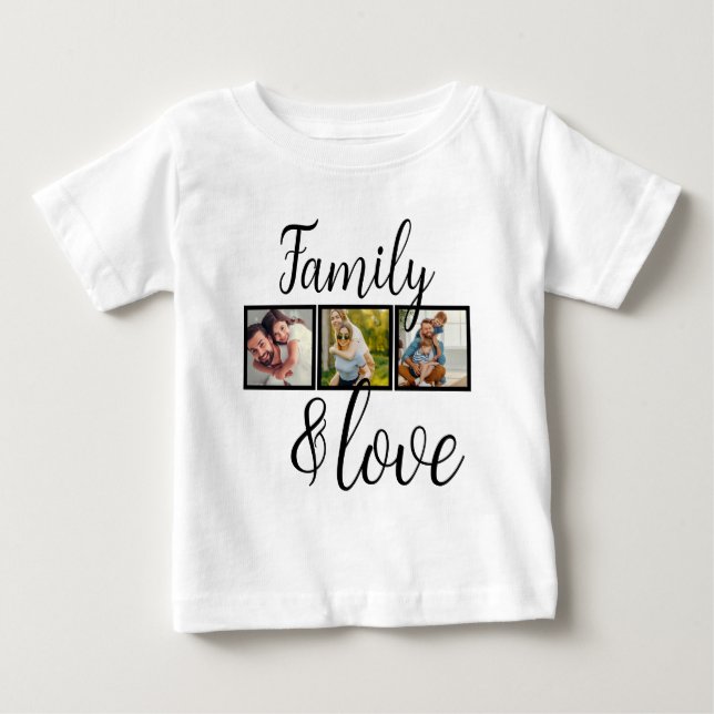 Camiseta De Bebé Familia personalizada y Collage de fotos de amor (Anverso)