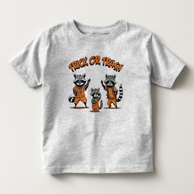 Camiseta De Bebé Familia Raccoon - Halloween con truco o basura (Anverso)