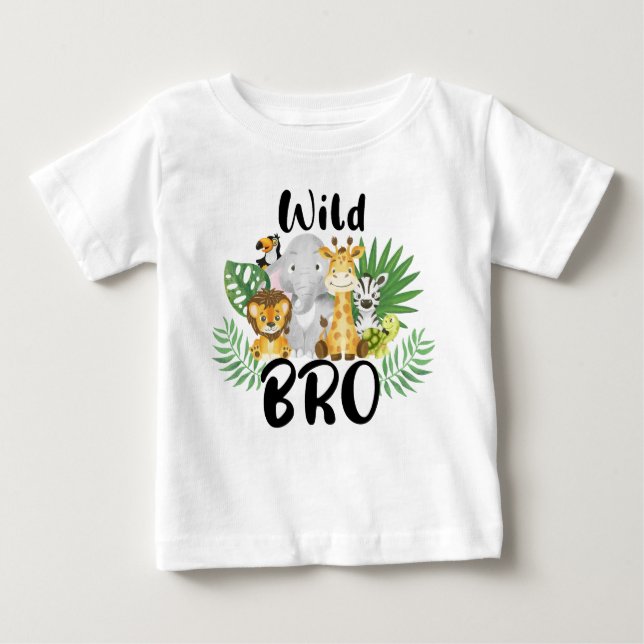 Camiseta De Bebé Familia Safari de cumpleaños 1 hermano mayor salva (Anverso)