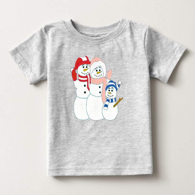 Camiseta De Bebé Familia Snowman (Anverso)