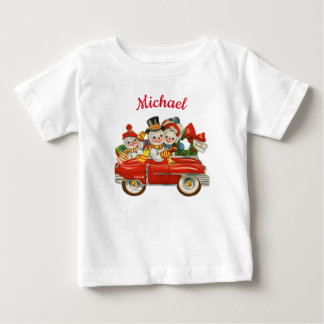Camiseta De Bebé Familia Snowman en Navidades de auto nombre person