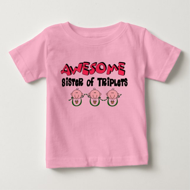 Camiseta De Bebé FAMOSA Hermana de TRIPLETS (Anverso)