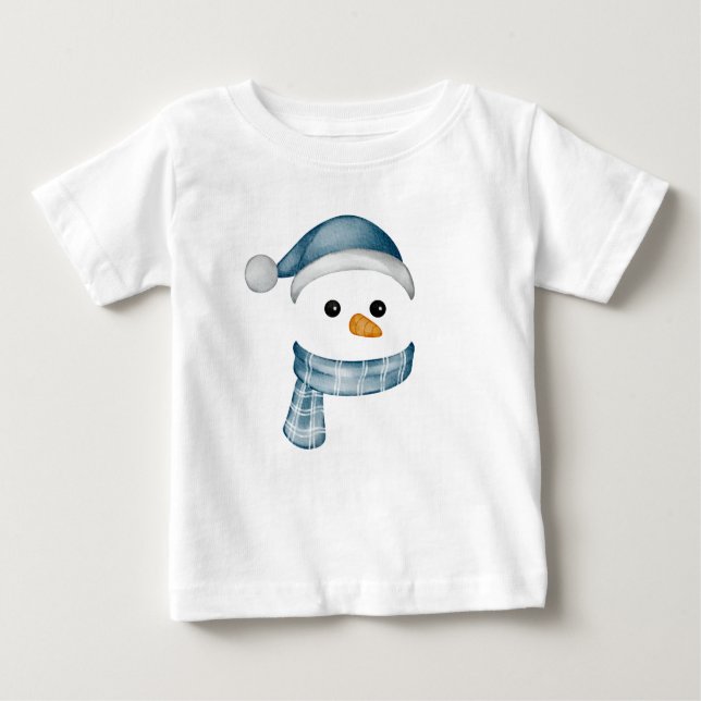 Camiseta De Bebé Famoso Snowman Face feliz Feliz Navidad (Anverso)
