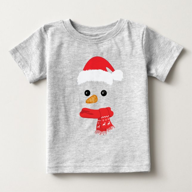 Camiseta De Bebé Famoso Snowman Face feliz Feliz Navidad (Anverso)