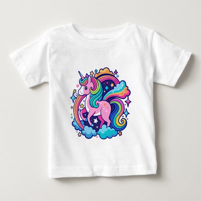 Camiseta De Bebé Fantasía de Unicornio vibrante (Anverso)