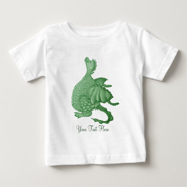Camiseta De Bebé fantasía mítica criatura dragón verde lindo (Anverso)