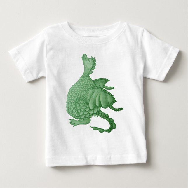 Camiseta De Bebé fantasía mítica criatura dragón verde lindo (Anverso)