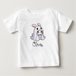 Camiseta De Bebé Fantasma de conejo, nombre personalizado, Hallowee