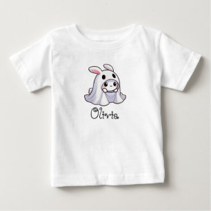 Camiseta De Bebé Fantasma de conejo, nombre personalizado, Hallowee