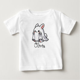 Camiseta De Bebé Fantasma de conejo, nombre personalizado, Hallowee