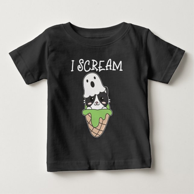 Camiseta De Bebé Fantasma De Halloween Grito Un Arma De Helado (Anverso)