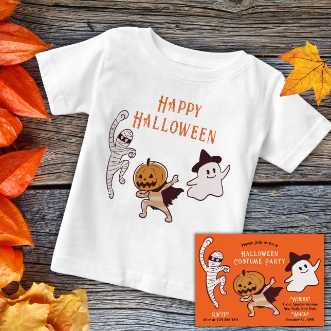 Camiseta De Bebé Fantasma de Halloween, momia, monstruo de la calab (Kids not so scary halloween t-shirt for trick or treating. cute ghost, pumpkin monster, mummy. )