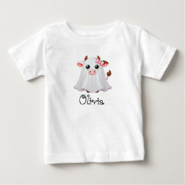 Camiseta De Bebé Fantasma De Vaca Cívica, Nombre Personalizado, Hal