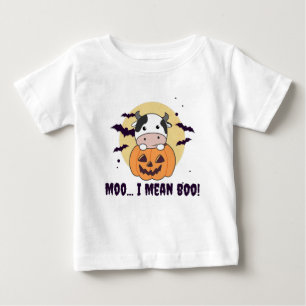 Camiseta De Bebé Fantasma de vacas lindo Kawaii Halloween Moo me re