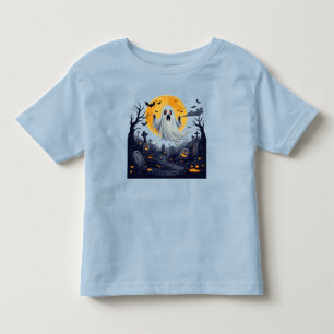 Camiseta De Bebé Fantasma en un cementerio embrujado con luna llena