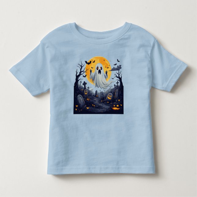 Camiseta De Bebé Fantasma en un cementerio embrujado con luna llena (Anverso)