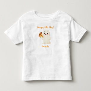 Camiseta De Bebé Fantasma Kawaii con pizza. Halloween. Personalizad